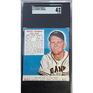 Vintage 1952 Redman Tobacco Whitey Lockman #13 with tab SGC 4